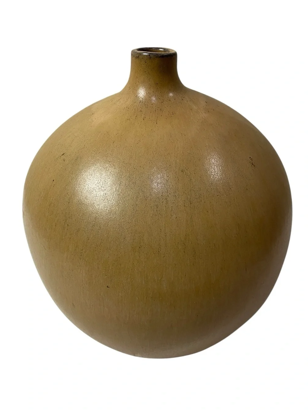 Pottery Barn Brown Rustic Round Vase Made In Portugal